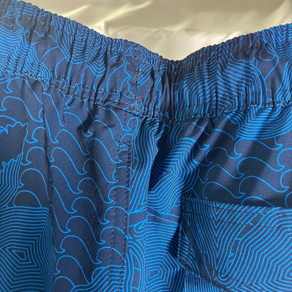 George Mens Blue Print Swim Trunks 2XL 44-46 Board Shorts Mesh Liner Drawstring - Picture 2 of 16